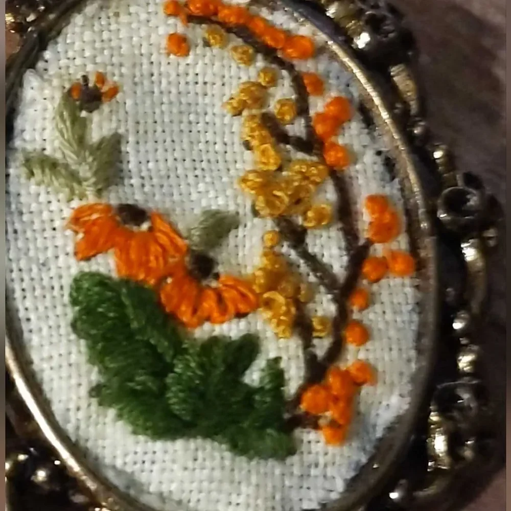 Vintage‎ needle point brooch and matching ring
